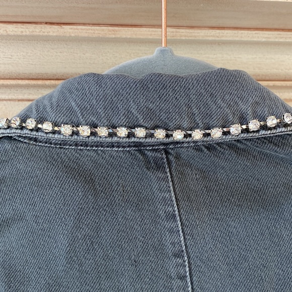 Zara grey denim jacket diamond stud, trimming - Picture 6 of 6